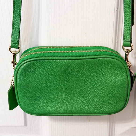 Vintage COACH Crossbody Green Purse in Polished Pebble Leather - Picture 13 of 13